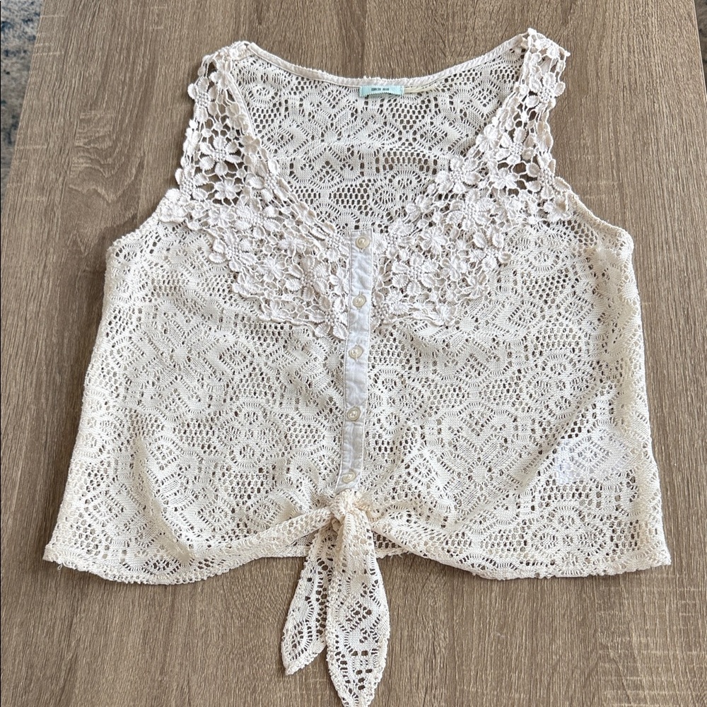 Kimchi Blue Cream Lace Button Tank